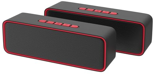 Kolaura Portable Wireless Speaker, Bluetooth 5.0 Speaker with 3D Stereo HiFi Bass, 1500mAh Battery, 12 Hour Playtime (Red - 2 Pack)