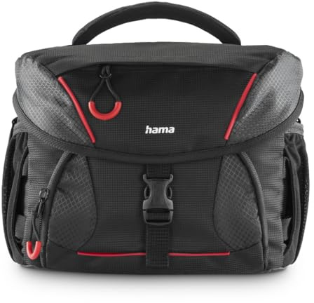 Hama Borsa per fotocamera (borsa fotografica per fotocamere digitali SLR con accessori, supporto per treppiede, parapioggia, imbottita, maniglia per il trasporto, nastro trolley, fondo lavabile,