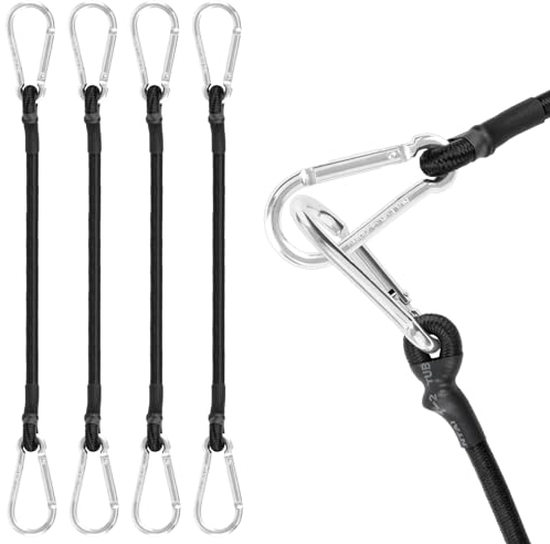 Akicderu Spanngummi mit Karabiner, 30 cm Expander mit Karabinerhaken, 4 Stück Spanngurte mit Haken, Starker Gepäckspanner, Gummispanner mit Haken für Gepäck, Camping und vieles mehr