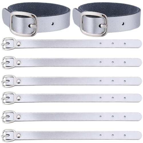 GORGECRAFT 10Stk 20.5mm Großes Rindsleder-Gepäcketikettenband Silberne Gepäckanhänger Verstellbare Ersatzgürtel Mit Schnalle Uhrenarmband Für Ausweis Reisepass Reiseaufbewahrung Hängezubehör