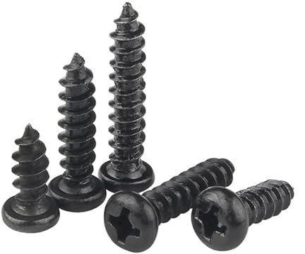 ORANXIN M4 x 40mm 50 Pcs Round Head Wood Screws Carbon Steel Iron Black Oxide Self Tapping Screws Cross Pan Head Pointed Tail Self Drilling Screws