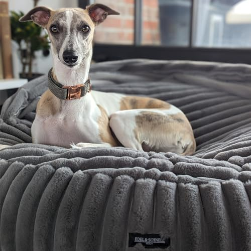 EDEL&SCHNELL Hundebett Bezug 125 cm dunkelgrau | Ersatzbezug aus Nerz-Kunstfell mit Deckel | passend für Hundebett Flocke, Cosybed & Hyggebed
