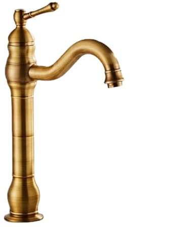Wasserhahn Bad Waschtischarmatur Hoch Auslauf Retro Antik Stil 360° Drehbar Messing Einhebel Mischbatterie Waschbecken Armatur, Badarmatur Waschtischbatterie Badezimmer, Bronze