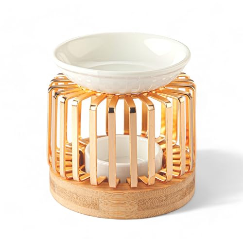 Brûle-Parfum Aero - Duftbrenner - Hochzeit aus Metall, Keramik und Holz - Einfache Aromatherapie - Duftende Atmosphäre - Verfeinertes Handwerksobjekt - 50 ml - H 9,5 cm - Zen'Arôme