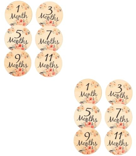 HAPINARY 2sets Baby Holz Zeichen Monatliche Karten Doppelseitige Decor Für Kindergarten 6 Stücke * 2