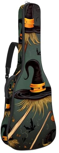 Gitarrentasche für Akustikgitarre mit zwei Taschen, Halloween-Dekoration für Besen, 35 Grad, wasserabweisend, doppelt verstellbarer Schultergurt, Gitarrentasche, Halloween-Dekoration für Besen,
