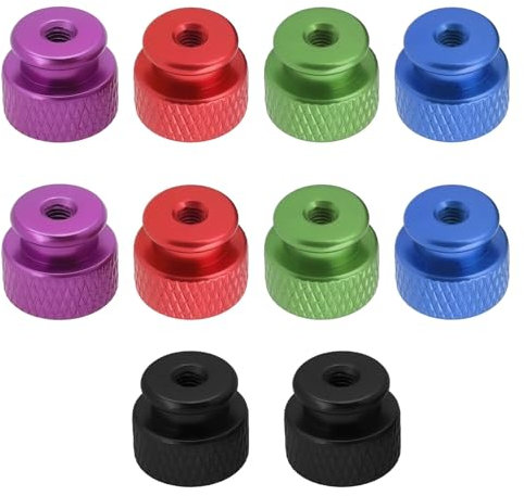 The Lord of the Tools 10 Lot écrous Moletés M3x0,5mm en Alliage Aluminium avec Collier Tête Haute Trou Borgne écrous Moletés 10 X 10 X 12,05 Mm pour Boîtier D'ordinateur