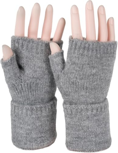 styleBREAKER Damen Fingerlose Strickhandschuhe Elastischer Bund | 16,5x9 cm Maß, 9 cm breites Bündchen, 4 cm Daumenlänge. Smartphone-Bedienung möglich. Einheitsgröße für Erwachsene, wärmend.
