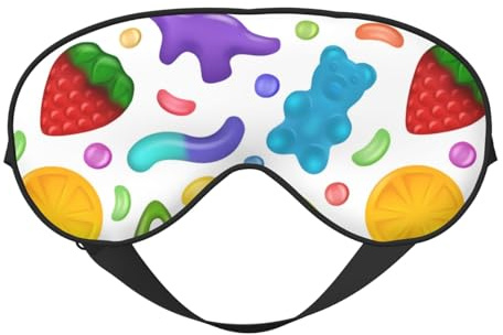 Mascherina per dormire, motivo caramelle gommose, per dormire, per donne e uomini, coperture oscuranti per gli occhi per viaggio/dormire
