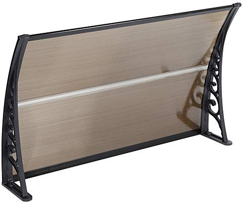 Auvent de Porte Entrée,Marquise Solaire Porte Anti-Soleil Protection d'abri Polycarbonat,Panneau pc Creux+Cadre pc+Aluminium -100 * 150