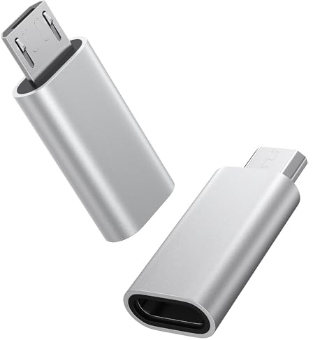 Adaptateur Micro USB vers USB C (Lot de 2), Adaptateur Type C Mâle vers MicroUSB Femelle Compatible avec Samsung Galaxy, Huawei, Téléphones Type-C,Tablettes et Plus (Noir/Argent)