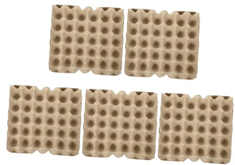 Healifty Custodia Protettiva Riutilizzabile per Uova in Polpa di Carta Beige, Vassoi Impilabili Resistenti Non Facili da Rompere, Confezione da 5 Pezzi per 30 Uova