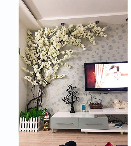 GAOAZHEN Fiori di ciliegio Bianchi in Seta Sakura - Rami Finti per Decorazioni per la casa, Feste di Nozze e Cerimonie - Fiori Artificiali, Decorazione Perfetta.