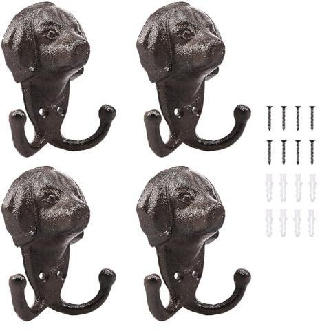 4-teiliges Wandhaken,Handtuchhaken aus Metall in Tierform,Strapazierfähiger Dekorativer Türhaken zum Aufhängen,Dunkelgraue Kleiderhaken für Badezimmer, Schlafzimmer,Küche,Zuhause,Dusche,Hot(Hund)