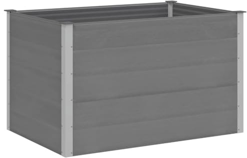 HaoChrymec Aiuola Rialzata da Giardino, in WPC e Alluminio, Design Moderno, Cassone per Orto Rialzato, Fioriera da Esterno, per Orto e Balcone, Colore Grigio, 150x100x91 cm