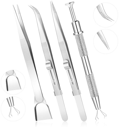 4pcs 4 Claw Sprinkle Pen Pearl Grabber Cake Decorating Sprinkles Tools Set, Stainless Steel Cupcake Tweezers Pearl Sprinkle Spoon with Shovel Head Cake Cookie Cupcake Decoration
