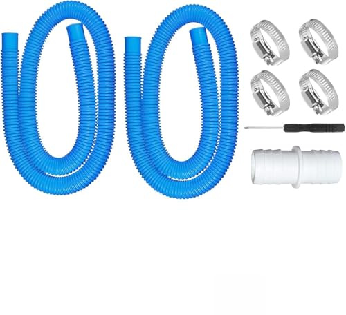 VOIDHUES 2 Stück Poolschlauch 32mm Pool Schlauch Schlauch für Poolpumpe Mit 4 Stück Sicherungsclip und 1 Schlauchverbinder 100 cm Suitable for Swimming Pools and Filter Pumps (Blau)