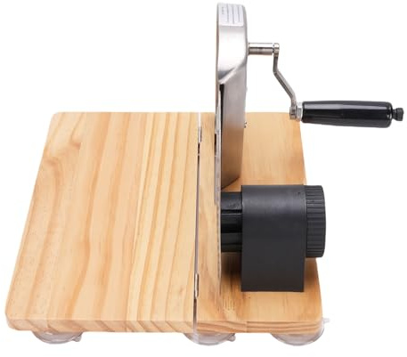 Luocute Cortadora de Pan Manual, Cortadora Plegable con Manivela y 6 Ventosas, Espesor Ajustable hasta 15 Mm para Pan, Queso y Verduras
