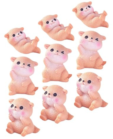 HONITANO Lot de 9 Figurines D’Animaux Miniatures en Résine Résistante aux Intempéries, Petites Décorations pour Maison de Poupée, Jardin Féerique et Bureau, Accessoires Créatifs