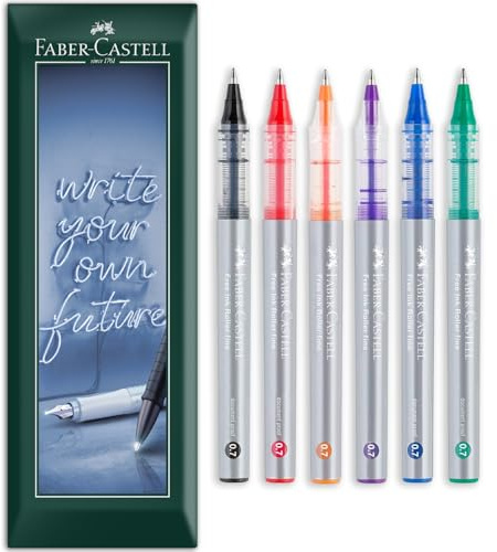 Faber-Castell gratis bläckpenna – 0,7 mm spets – kuvert presentförpackning med kulspetspennor – kontorsmaterial för kontor, arbete, hem osv (Blandat, 6-pack)