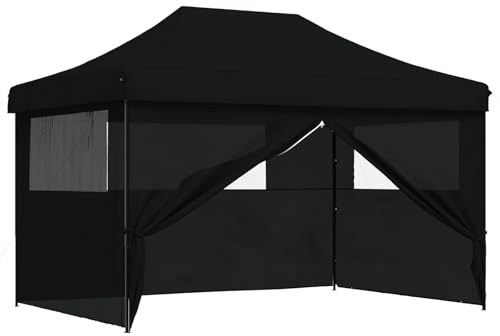 vidaXL Tenda Party Nero 279 x 410 x 315 cm Tessuto Oxford, Tendone per Giardino e terrazza, rifugio per Eventi, Gazebo all'aperto Portatile, Tenda Resistente ai Raggi UV, Montaggio Veloce, Resistente