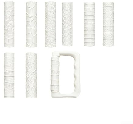Kit de rodillos de 9 piezas para textura de arcilla, incluyendo pavimento de carreteras, paredes de piedra de adoquines y patrones de ladrillos para proyectos artísticos de manualidades