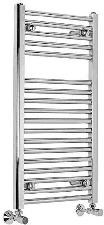 Warmehaus Straight Heated Towel Rail Radiator Rad 800 x 450mm Chrome | Contemporary, Bathroom Ladder Towel Warmer, Durable Finish, Premium Mild Steel, Corrosion Resistance, Central Heating