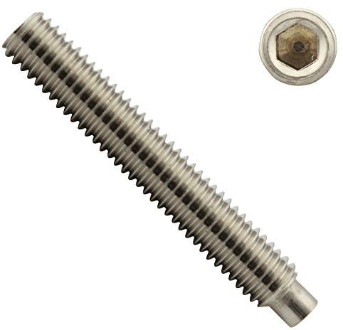 Gewindestifte mit Innensechskant und Zapfen - M3 x 10 mm - (50 Stück) - Madenschrauben - DIN 915 (ISO 4028) - aus rostfreiem Edelstahl A2 (V2A) - SC915 - SC-Normteile