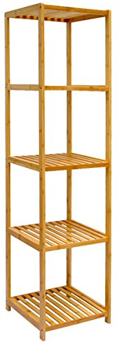 DuneDesign Étagère en Bois 38x39,5x162,5cm 5 tablettes superposées Lattes en Bambou Meuble à rayonnages de Salle de Bain