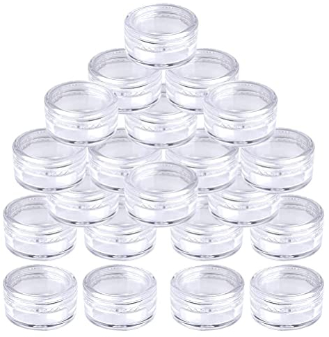 kuou 50 Pcs Empty Plastic Cosmetic Jars, 5ml Sample Containers Pots Bottles with Clear Lids