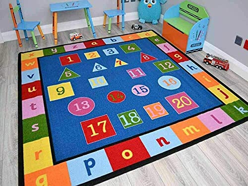 Small Large Boys Girls Kids Alphabet Numbers Childrens School Bright Rugs Mats (80cm x 120cm)