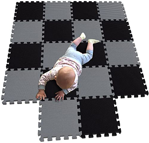 MQIAOHAM® 18 Pieces Puzzle Play Mats, Soft Baby Play Mat, Kids Interlocking Foam Floor Tiles, Toddlers Carpet Playmats G301018-104112
