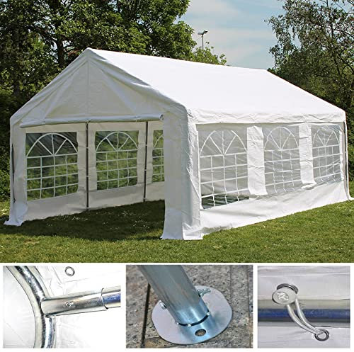 Tendone Gazebo 6x3m PVC 500g Telo Certificato IGNIFUGO con Laterali finestrati 6x3 3x6 Struttura in Acciaio ZINCATO