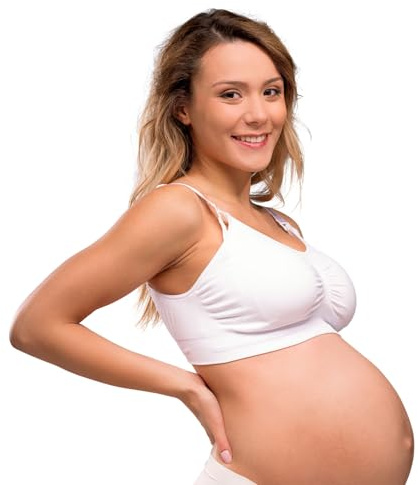 Carriwell Soutien-Gorge de Grossesse et d’Allaitement avec Rembourrage, sans Coutures, sans Armatures – Maintien et Mise en Forme optimaux, Respirant, Doux, avec Rallonge de Soutien-Gorge, Taille L