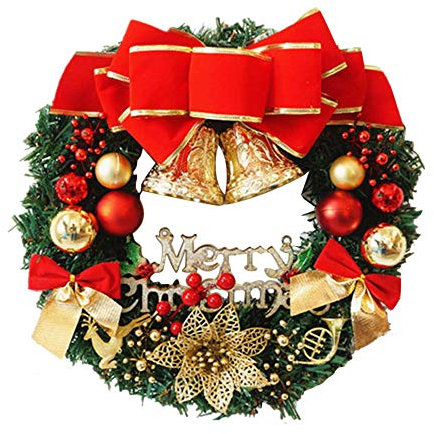 Wankd Weihnachtskranz, Türkranz Weihnachten Weihnachtsdeko Kranz Weihnachtsgirlande mit Kugeln Handarbeit Weihnachten Garland Deko-Kranz (60cm)