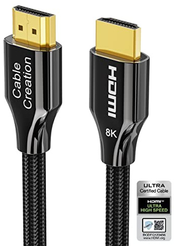 CableCreation Cable HDMI 2.1 de 8 K, 3 metros, HDMI 8 K Ultra HD, cable de alta velocidad con 48 Gbps, 8 K 60 Hz, HDCP 2,2,4:4:4, eARC, compatible con PS5/PS4, Xbox One/X, QLED-TV, Roku TV, etc