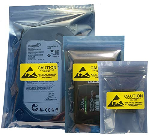 Daarcin Antistatische Beutel, 30 Stück, 3 Größen, gemischte ESD-Abschirmung mit Etiketten für Festplatte, antistatische Tasche für verschiedene elektronische Geräte