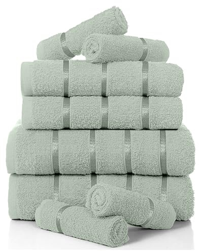 GC GAVENO CAVAILIA Luxury 8 Pack Boston Bale Set, Extra Soft 100% Egyptian Cotton, Highly Absorbent Towel 450 GSM, DUCK EGG, MAIL BAG