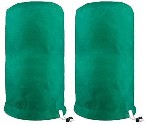 2 Piezas Manta Termica Plantas de Invernadero 80×100cm Verde, Manta Termica Plantas Heladas, Protectores para Plantas Bolsa Funda con Cordón, Protección contra Heladas Plantas Invierno Bolsa