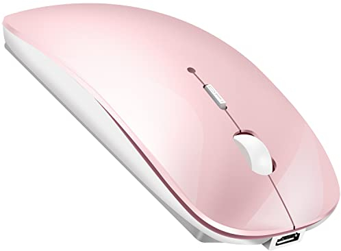 LEAPEST Mouse wireless Bluetooth per MacBook Pro/Air/Mac/iPad/laptop/Desktop/Mac/PC/computer/telefono – Mouse da ufficio portatile sottile e silenzioso con adattatore USB-C da 2,4 GHz senza fili