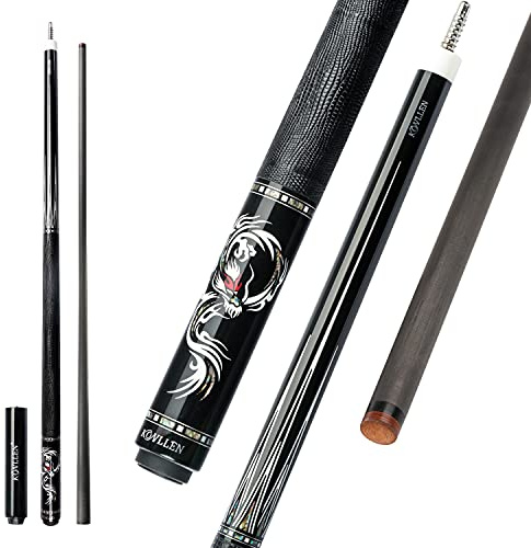 KONLLEN AING-1 Kohlefaser-Pool-Queue, handgefertigte Dragon Real Inlay (Abalone Shell Handmade Inlay, Ebony Butt, 12,4 mm Sea-Eye Tip, 3/88 Radial Pin Joint, mit Extension Case) (AING-1F)