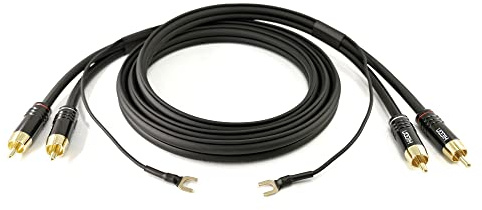 Selected Cable 50cm Phonokabel geschirmt mit extra langer Erdungskabel von 60cm für Plattenspieler 2 x 0,35mm² kurzes RCA Cinch Audiokabel vergoldete Stecker 0,5m - SC81-K3-BLK-0050