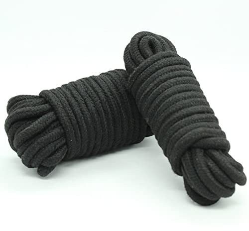 WUWYOUWL Soft Cotton Rope, 8MM Multipurpose Durable Long Rope All Purpose Rope Craft Rope for Wall Garden Plant Hanger Knitting Home DIY Crafting Decoration (10M, Black)