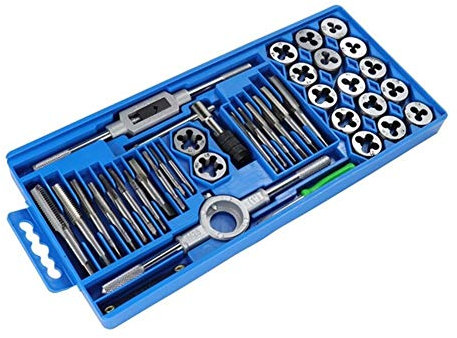 YyDDs Juego de terraja de taladro de tornillo 40 piezas M3-M12 rosca métrica de hierro de tornos herramientas de roscado manual (Color: juego de 40 piezas)