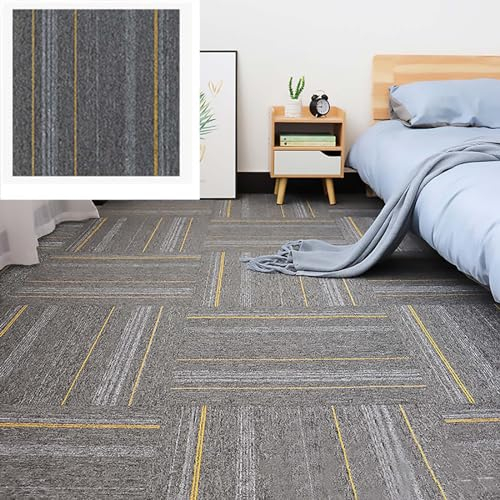 HAILM 10 PCS Teppichfliesen - Polypropylen Faser Quadrate Teppich - rutschfeste Kommerzielle Teppich Bodenfliesen - Spleißen Teppich Fliese - Einfache DIY Installation, 20X20 Zoll