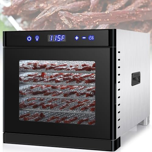 WUDLi Disidratatore Alimentare, Essiccatore per Frutta da 700 W, Pannello Touch, Temperatura Digitale Regolabile 35-75 ℃ E Timer 24 Ore, per Carne Secca, Erbe, Carne, Manzo, Frutta E Verdura 6F