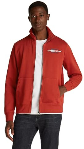 Tommy Hilfiger Herren Sweatshirt mit Reißverschluss Flag Embro Stehkragen