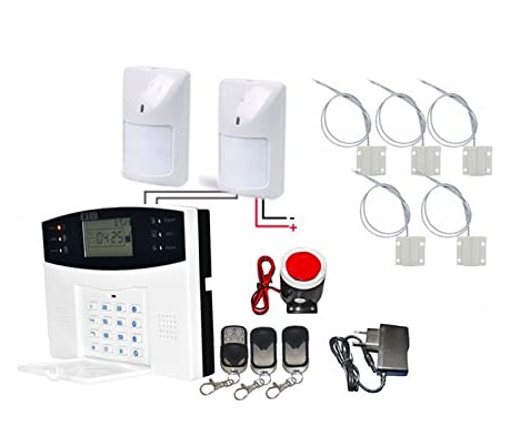 Security Alarm System for Home, Home Security GSM Alarm System With Wired Type Door PIR Sensor 7 Wired Zone 99 Wireless Zone WIFI Alarm Kit (Color : Set02W, Size : English)