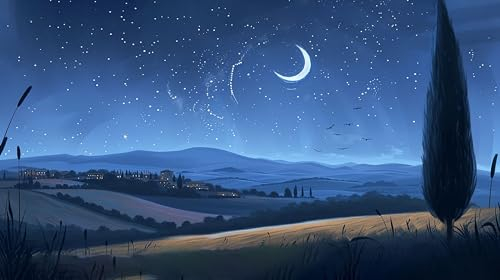Landschaft Diamond Painting, 5D DIY Diamond Painting set Mond Diamond Painting Kinder, Daiments Painting Erwachsene Stickerei Kreuzstich, Aesthetic Room Deko Schlafzimmer Geschenk 105x60cm A-1