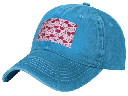 DRTGEDS Baseballkappe mit Erdbeermuster, Hip-Hop, Trucker-Mütze, verstellbare Baseballkappe, Baumwollkappe, Blau, Einheitsgr��e